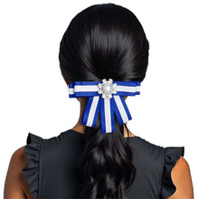 Load image into Gallery viewer, Blue & White Bow Tie Style Brooch