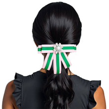 Load image into Gallery viewer, Pink & Green Bow Tie Style Brooch