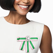 Load image into Gallery viewer, Pink &amp; Green Bow Tie Style Brooch
