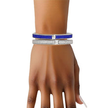 Load image into Gallery viewer, Blue Pave Hinged Bangle Bracelet Set
