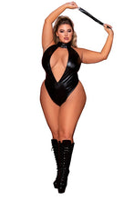 Load image into Gallery viewer, Faux-Leather Halter Teddy
