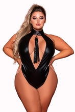 Load image into Gallery viewer, Faux-Leather Halter Teddy
