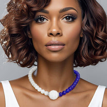 Load image into Gallery viewer, Blue &amp; White Pearl  Bead Necklace

