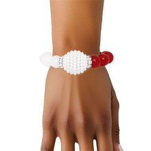 Load image into Gallery viewer, Red &amp; White Pearl Bead Bracelet
