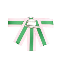 Load image into Gallery viewer, Pink &amp; Green Bow Tie Style Brooch
