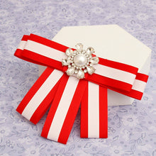 Load image into Gallery viewer, Red &amp; White Bow Tie Style Brooch

