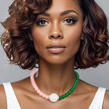 Load image into Gallery viewer, Pink &amp; Green Pearl Glass Bead Necklace
