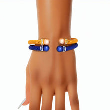 Load image into Gallery viewer, Royal Blue &amp; Gold Cable Bangles
