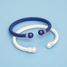 Load image into Gallery viewer, Blue White Cable Bangles
