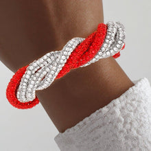 Load image into Gallery viewer, Vibrant Red Clear Twisted Bracelet
