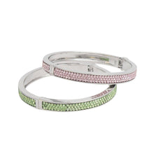 Load image into Gallery viewer, Pink &amp; Green Pave Hinged Bangle Bracelet Set
