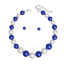 Load image into Gallery viewer, Blue &amp; White Single Strand Chunky Pearl Necklace
