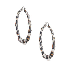 Load image into Gallery viewer, Leopard  Silver Bamboo Earrings
