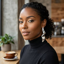 Load image into Gallery viewer, Drop Silver Oversized Twist Sculpted Earrings
