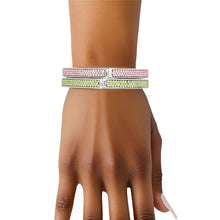 Load image into Gallery viewer, Pink &amp; Green Pave Hinged Bangle Bracelet Set
