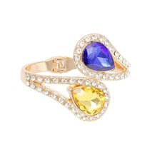 Load image into Gallery viewer, Royal Blue &amp; Gold Teardrop Crystal Cuff Bracelet
