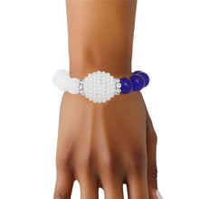 Load image into Gallery viewer, Blue &amp; White Pearl Bead Bracelet
