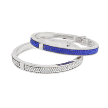 Load image into Gallery viewer, Blue Pave Hinged Bangle Bracelet Set
