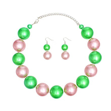 Load image into Gallery viewer, Pink &amp; Green 30mm Jumbo Pearl Set
