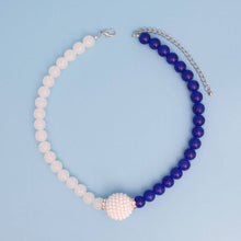 Load image into Gallery viewer, Blue &amp; White Pearl  Bead Necklace
