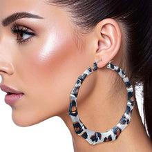 Load image into Gallery viewer, Leopard  Silver Bamboo Earrings
