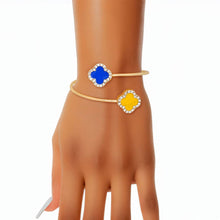 Load image into Gallery viewer, Royal Blue &amp; Gold  Clover Bangle

