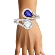 Load image into Gallery viewer, Blue &amp; Clear Teardrop  Cuff Bracelet
