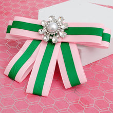 Load image into Gallery viewer, Pink &amp; Green Bow Tie Style Brooch
