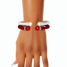 Load image into Gallery viewer, Red  &amp; White Cable Bangles
