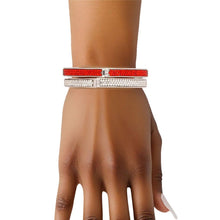 Load image into Gallery viewer, Red Pave Hinged Bangle Bracelet Set
