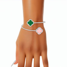 Load image into Gallery viewer, Pink &amp; Green Clover Bangle
