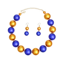 Load image into Gallery viewer, Gold  &amp; Royal Blue 30mm Jumbo Pearl Set
