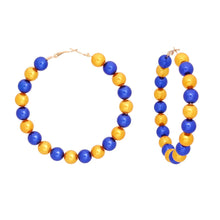 Load image into Gallery viewer, Royal Blue &amp; Gold Pearl Hoops
