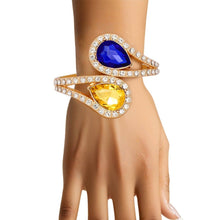 Load image into Gallery viewer, Royal Blue &amp; Gold Teardrop Crystal Cuff Bracelet
