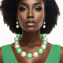 Load image into Gallery viewer, Pink &amp; Green 30mm Jumbo Pearl Set

