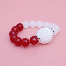Load image into Gallery viewer, Red &amp; White Pearl Bead Bracelet
