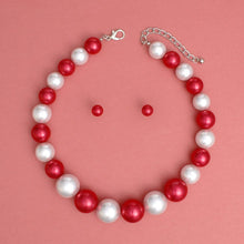 Load image into Gallery viewer, Red &amp; White Single Strand Chunky Pearl Set
