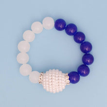Load image into Gallery viewer, Blue &amp; White Pearl Bead Bracelet
