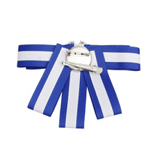 Load image into Gallery viewer, Blue &amp; White Bow Tie Style Brooch
