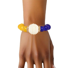 Load image into Gallery viewer, Royal Blue &amp; Gold Pearl Bead Bracelet
