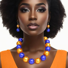 Load image into Gallery viewer, Gold  &amp; Royal Blue 30mm Jumbo Pearl Set

